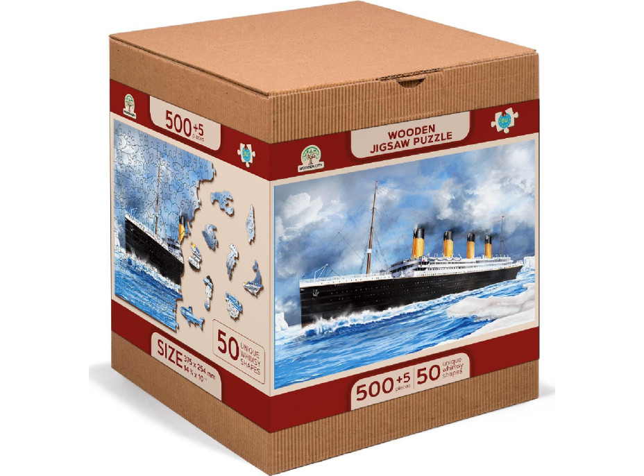 WOODEN CITY Drevené puzzle Titanic 2v1, 505 dielikov EKO