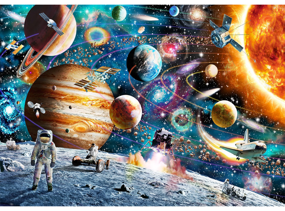 WOODEN CITY Drevené puzzle Vesmírna Odyssea 2v1, 2000 dielikov EKO