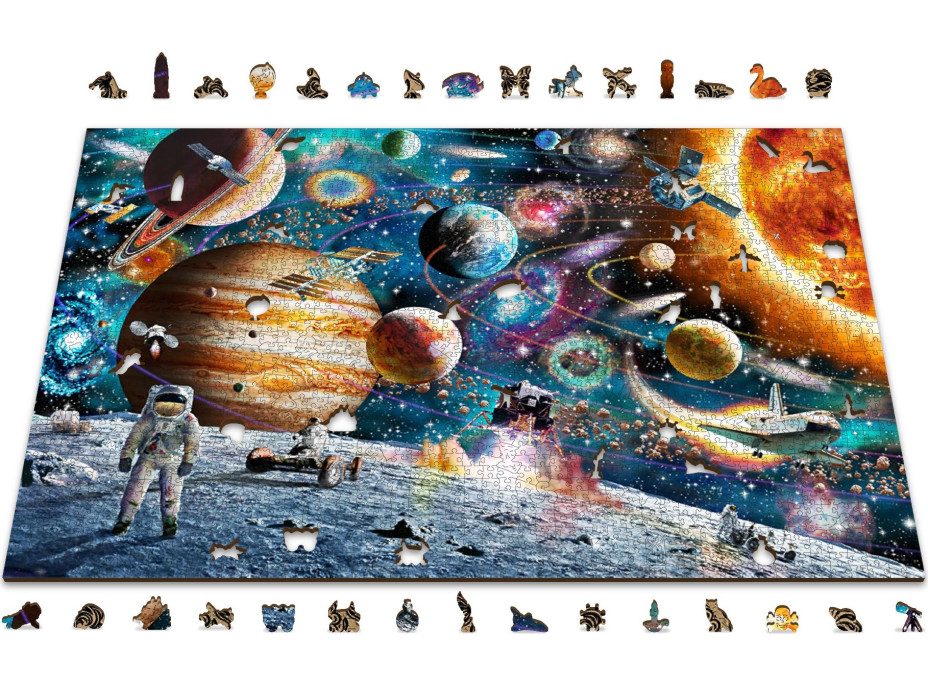WOODEN CITY Drevené puzzle Vesmírna Odyssea 2v1, 2000 dielikov EKO