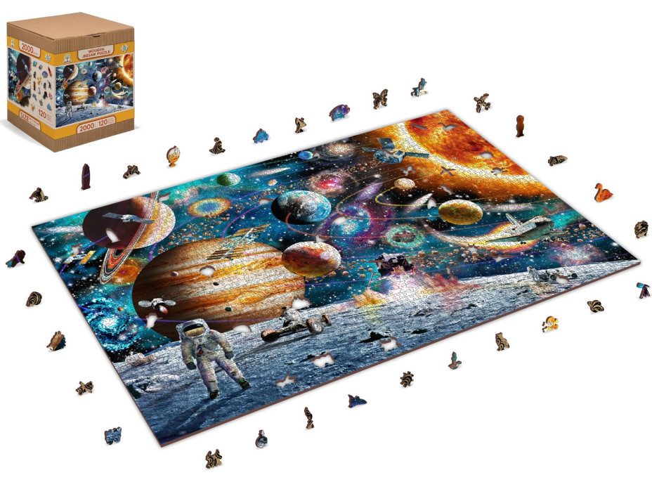 WOODEN CITY Drevené puzzle Vesmírna Odyssea 2v1, 2000 dielikov EKO