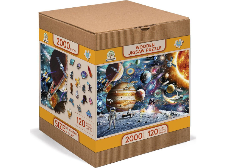 WOODEN CITY Drevené puzzle Vesmírna Odyssea 2v1, 2000 dielikov EKO