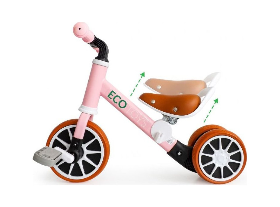 ECOTOYS Odrážadlo s odnímateľnými pedálmi ružové