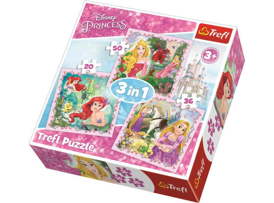 TREFL Puzzle Disney princeznej s priateľmi 3v1 (20,36,50 dielikov)