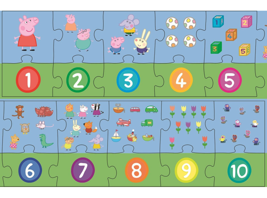 TREFL Vzdelávacie puzzle Čísla Prasiatko Peppa 20 dielikov