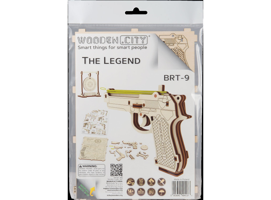 WOODEN CITY 3D puzzle Pištoľ Legend BRT-9, 31 dielov