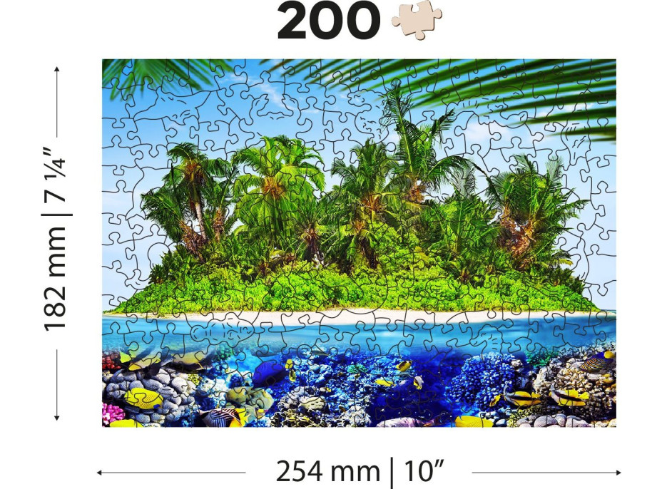 WOODEN CITY Drevené puzzle Exotický ostrov pokladov 2v1, 200 dielikov EKO