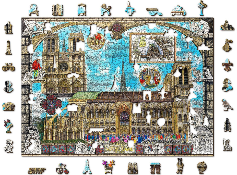 WOODEN CITY Drevené puzzle Katedrála Notre-Dame 2v1, 1010 dielikov EKO