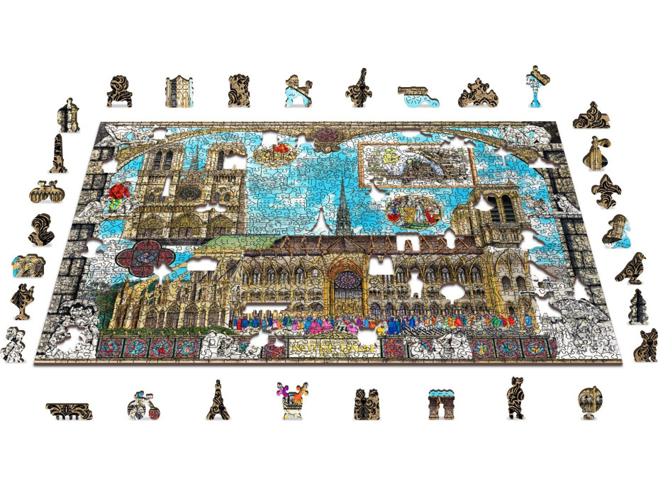WOODEN CITY Drevené puzzle Katedrála Notre-Dame 2v1, 1010 dielikov EKO