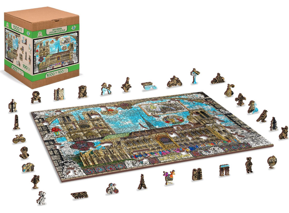WOODEN CITY Drevené puzzle Katedrála Notre-Dame 2v1, 1010 dielikov EKO