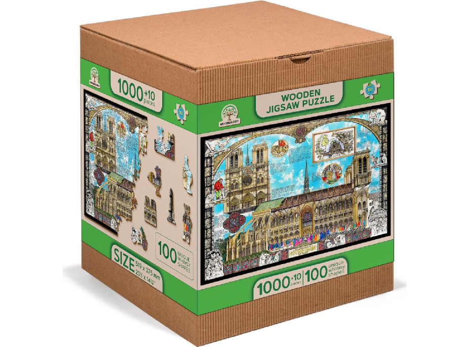 WOODEN CITY Drevené puzzle Katedrála Notre-Dame 2v1, 1010 dielikov EKO
