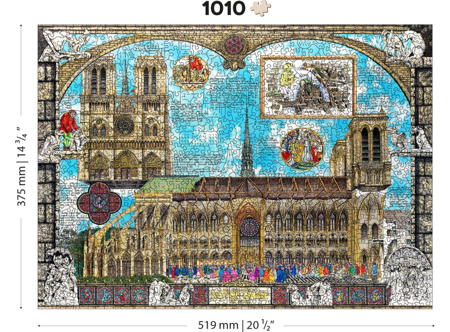WOODEN CITY Drevené puzzle Katedrála Notre-Dame 2v1, 1010 dielikov EKO