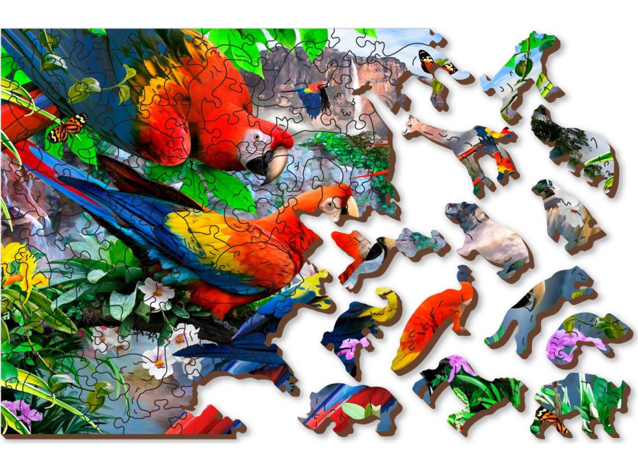 WOODEN CITY Drevené puzzle Ostrov papagájov 2v1, 300 dielikov EKO