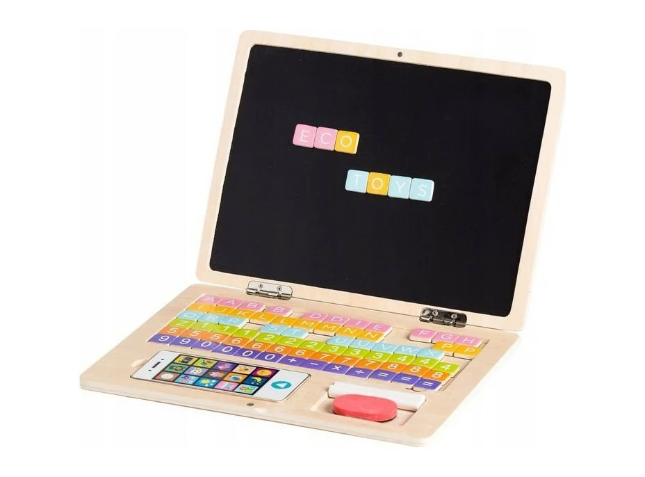 ECOTOYS Drevený notebook s magnetickým monitorom