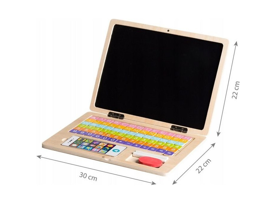 ECOTOYS Drevený notebook s magnetickým monitorom