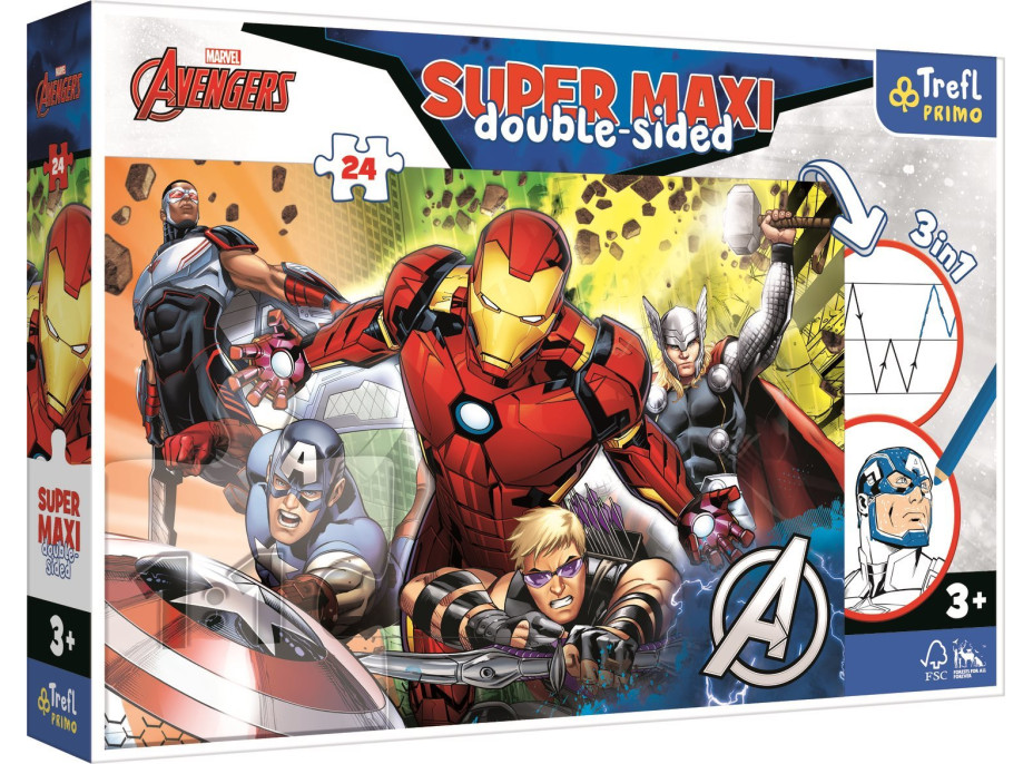 TREFL Obojstranné puzzle Avengers SUPER MAXI 24 dielikov