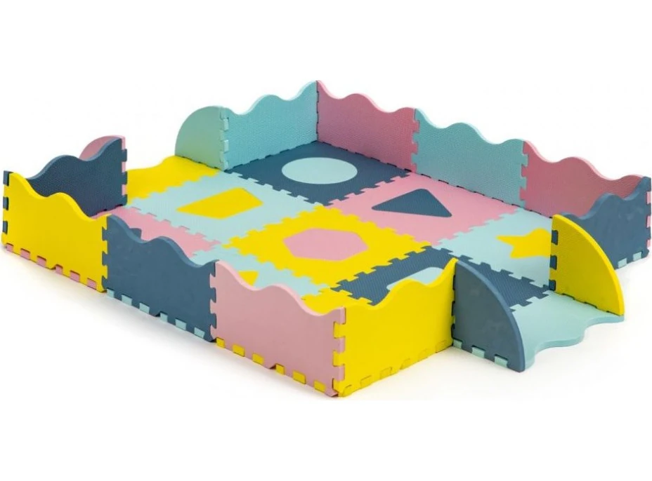 ECOTOYS Penové puzzle Tvary pastelové SX s okrajmi