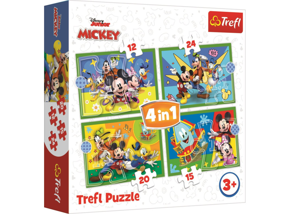 TREFL Puzzle Mickeyho klbko: S priateľmi 4v1 (12,15,20,24 dielikov)