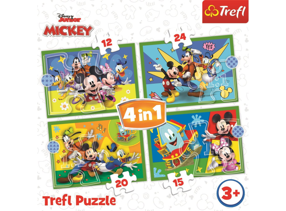 TREFL Puzzle Mickeyho klbko: S priateľmi 4v1 (12,15,20,24 dielikov)