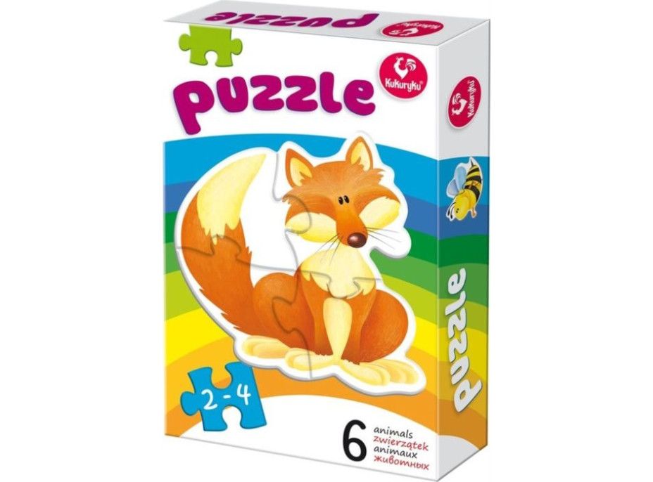 KUKURYKU Baby puzzle Zvieratká 6v1 (2-4 dieliky)