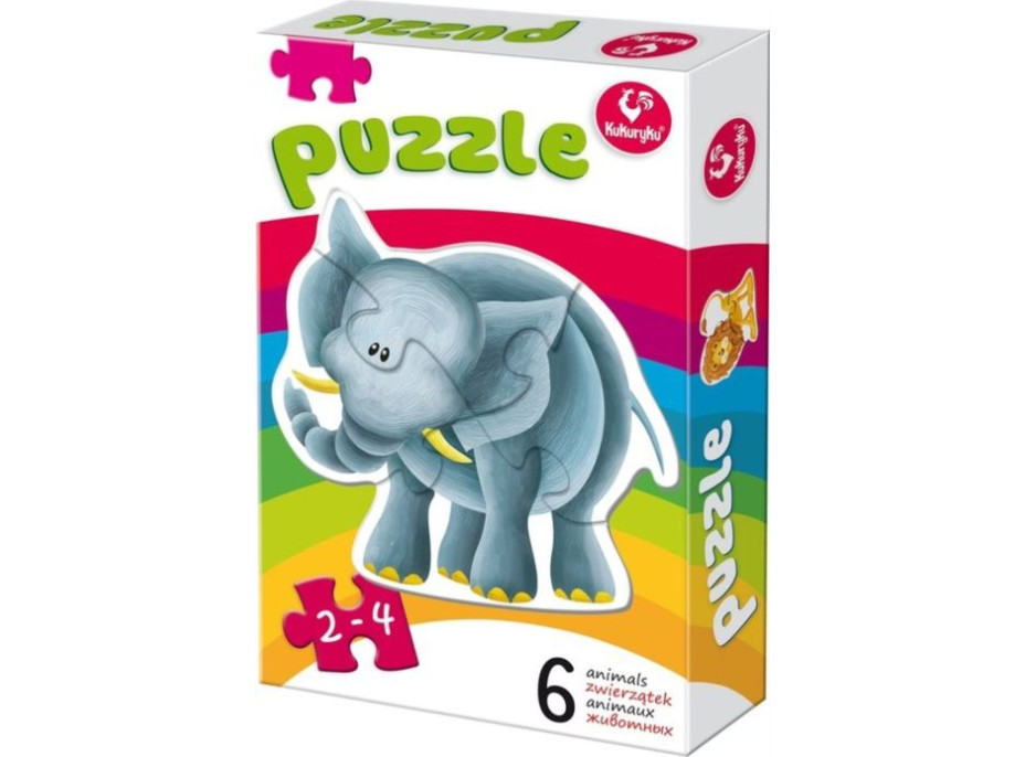 KUKURYKU Baby puzzle Zvieratká zo ZOO 6v1 (2-4 dieliky)