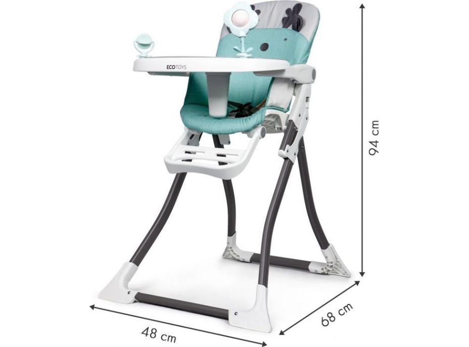 ECOTOYS Jedálenská stolička 2v1 zelená