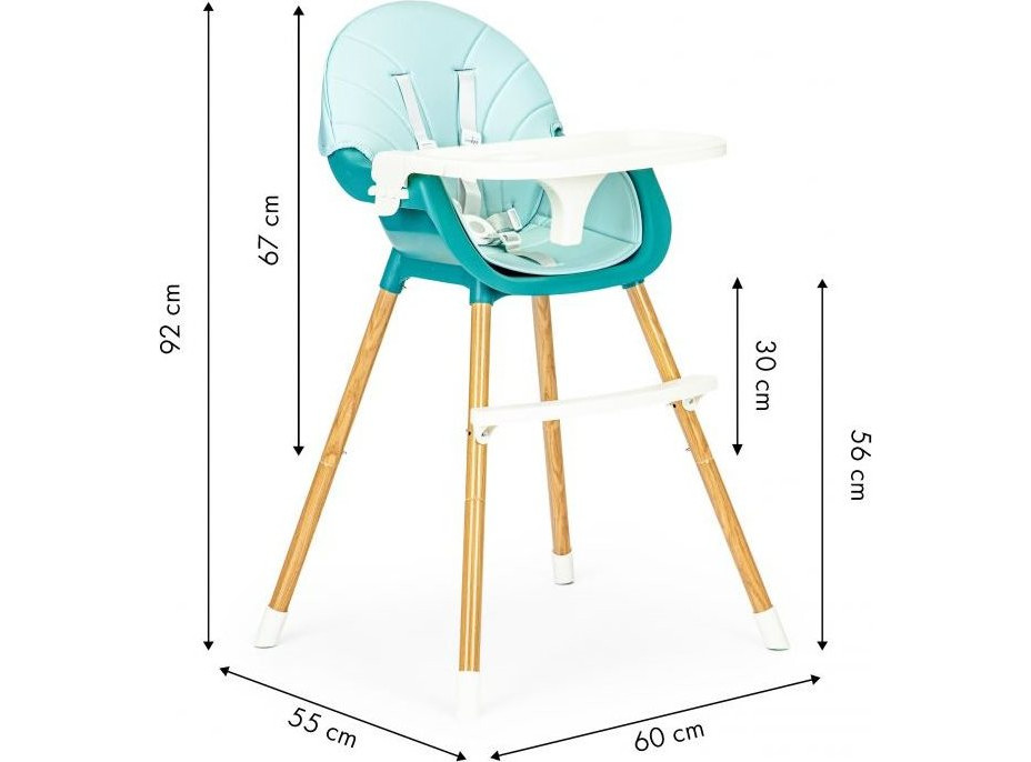 ECOTOYS Jedálenská stolička 2v1 Modrá