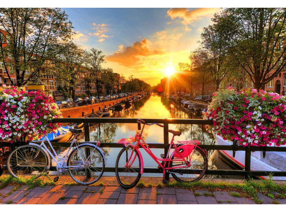 WOODEN CITY Drevené puzzle Kolesá v Amsterdame 2v1, 150 dielikov EKO