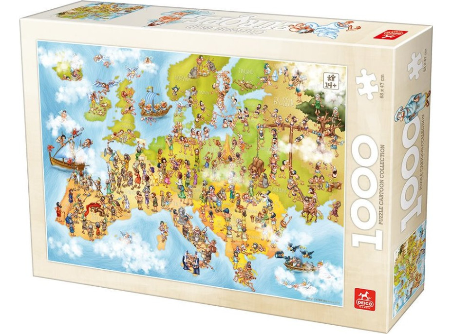 DEICO Puzzle Kreslená mapa Európy 1000 dielikov
