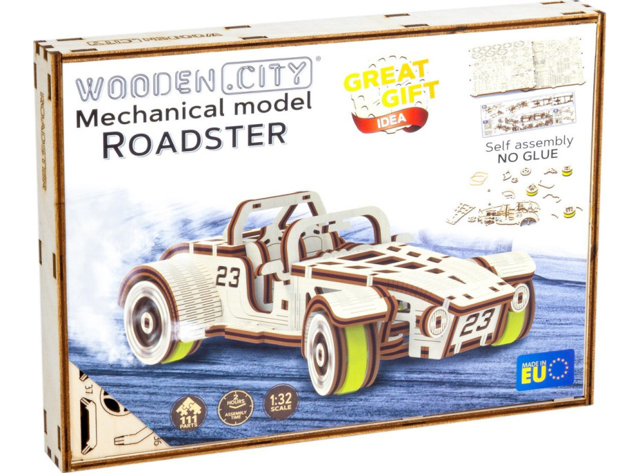 WOODEN CITY 3D puzzle Automobil Roadster 111 dielov