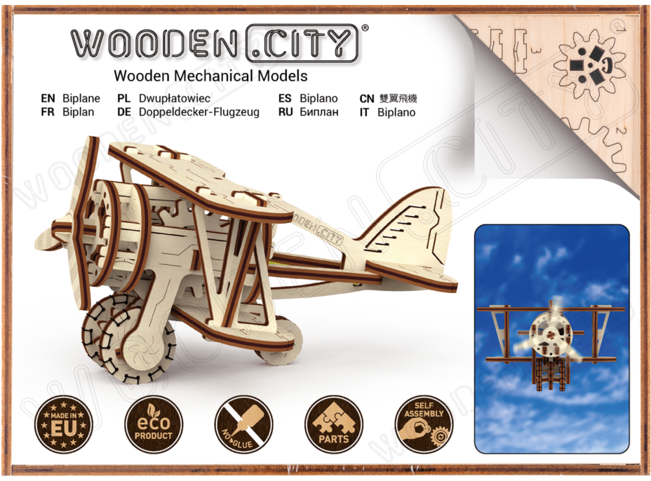 WOODEN CITY 3D puzzle Dvojplošník 63 dielov