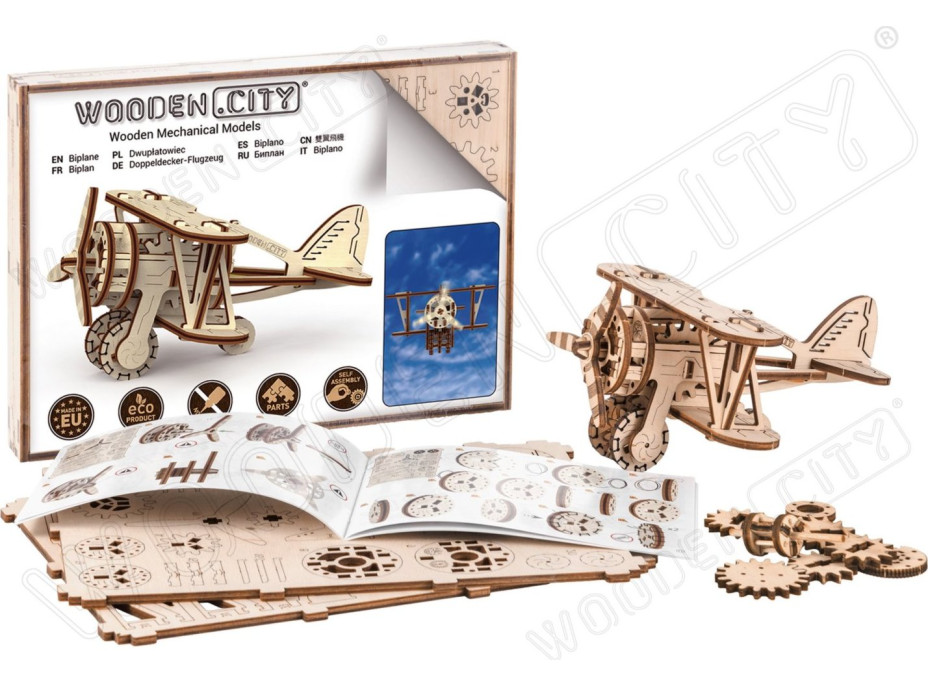WOODEN CITY 3D puzzle Dvojplošník 63 dielov