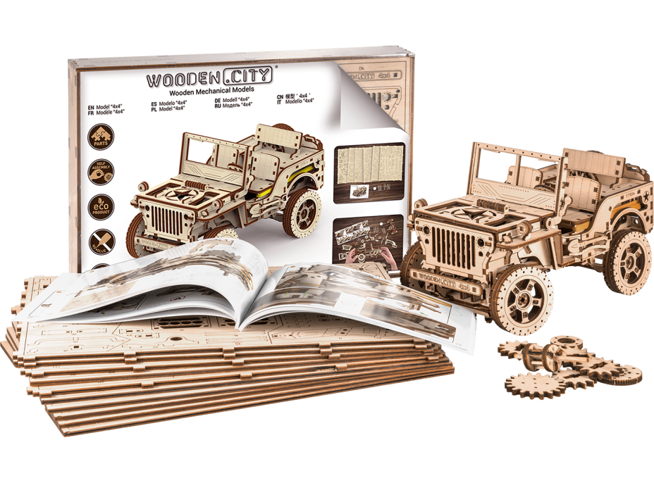 WOODEN CITY 3D puzzle Terénne auto - džíp 4x4, 570 dielikov