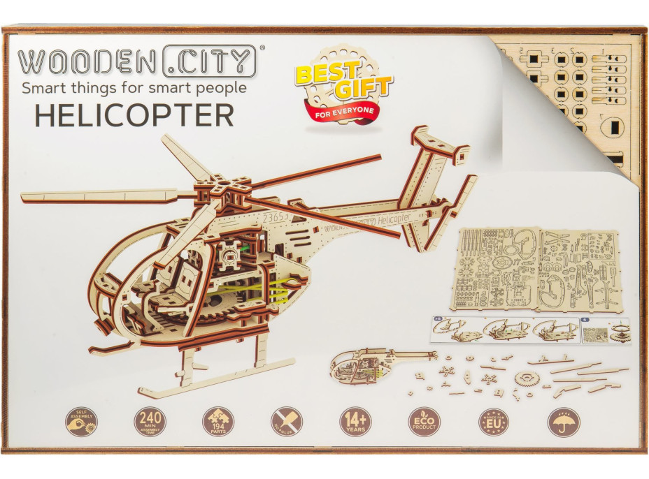 WOODEN CITY 3D puzzle Vrtuľník 173 dielov