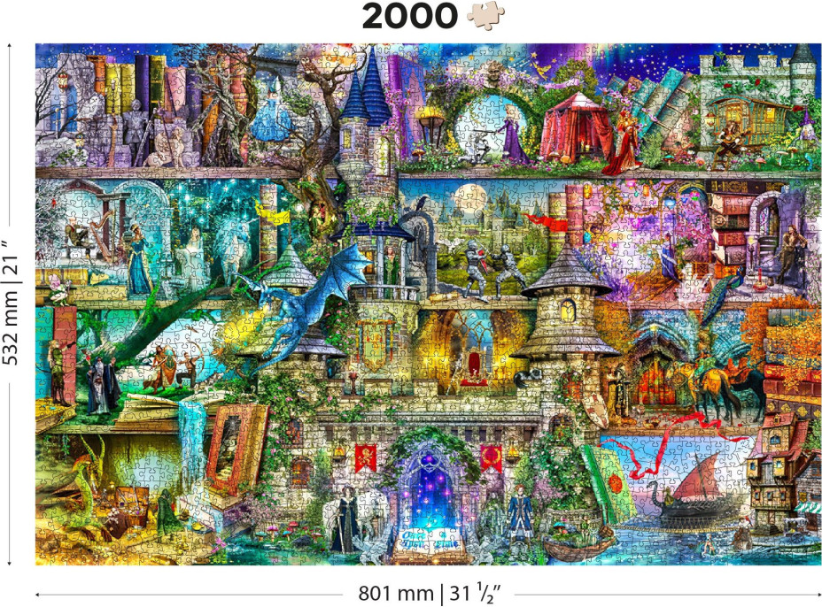 WOODEN CITY Drevené puzzle Bola raz jedna rozprávka 2v1, 2000 dielikov EKO