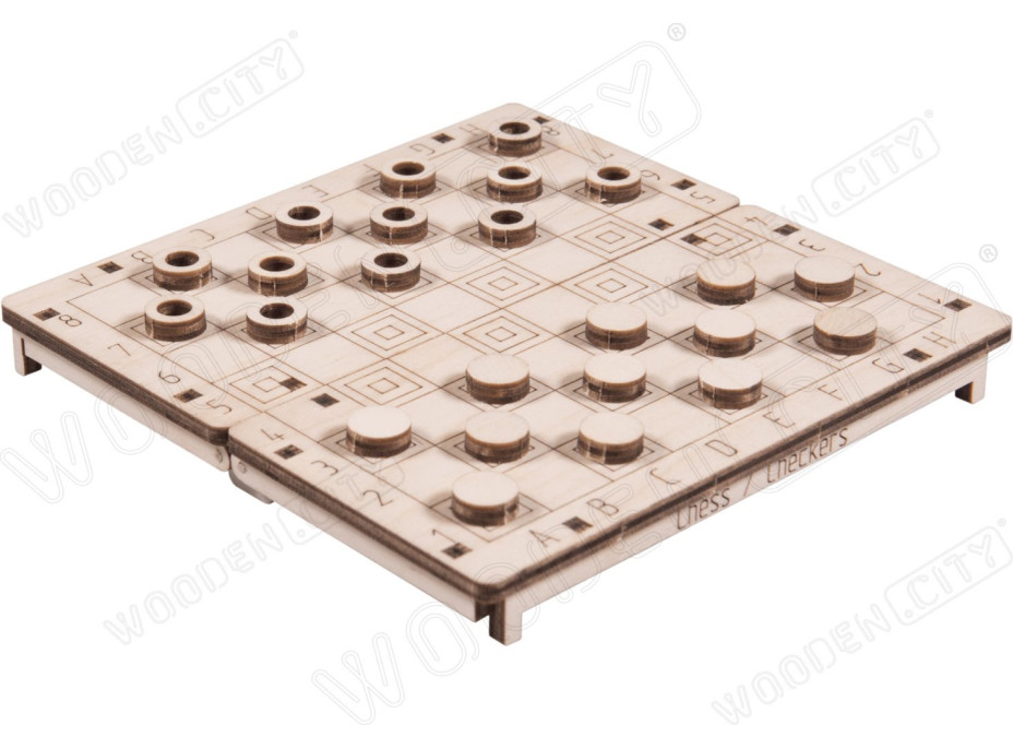 WOODEN CITY 3D puzzle hra Šach a dáma 2v1