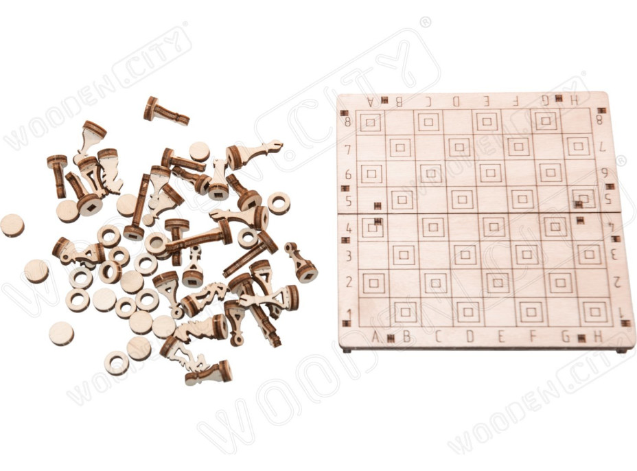 WOODEN CITY 3D puzzle hra Šach a dáma 2v1
