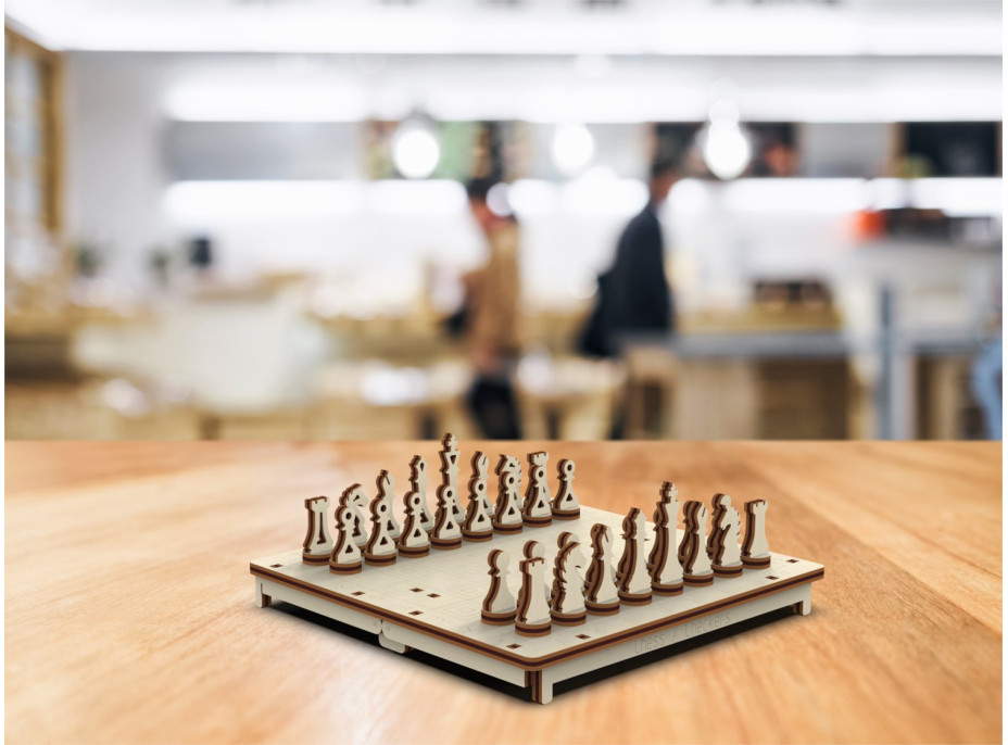 WOODEN CITY 3D puzzle hra Šach a dáma 2v1