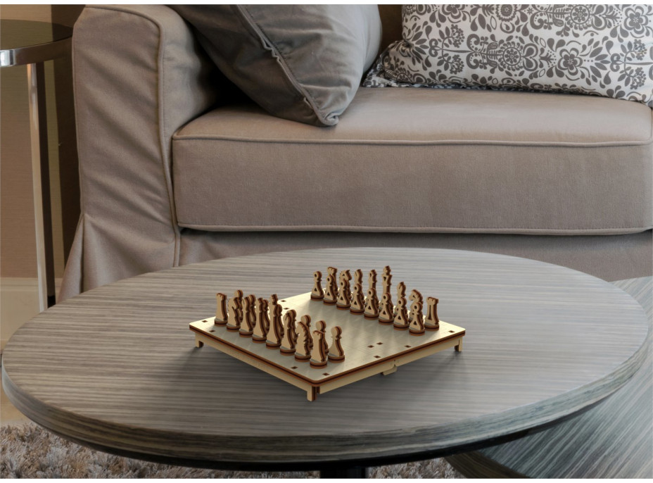 WOODEN CITY 3D puzzle hra Šach a dáma 2v1