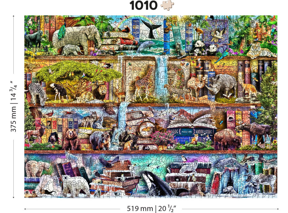 WOODEN CITY Drevené puzzle Úžasné kráľovstvo zvierat 2v1, 1010 dielikov EKO