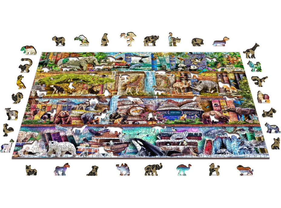 WOODEN CITY Drevené puzzle Úžasné kráľovstvo zvierat 2v1, 1010 dielikov EKO