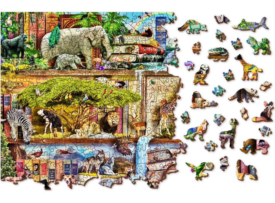 WOODEN CITY Drevené puzzle Úžasné kráľovstvo zvierat 2v1, 1010 dielikov EKO