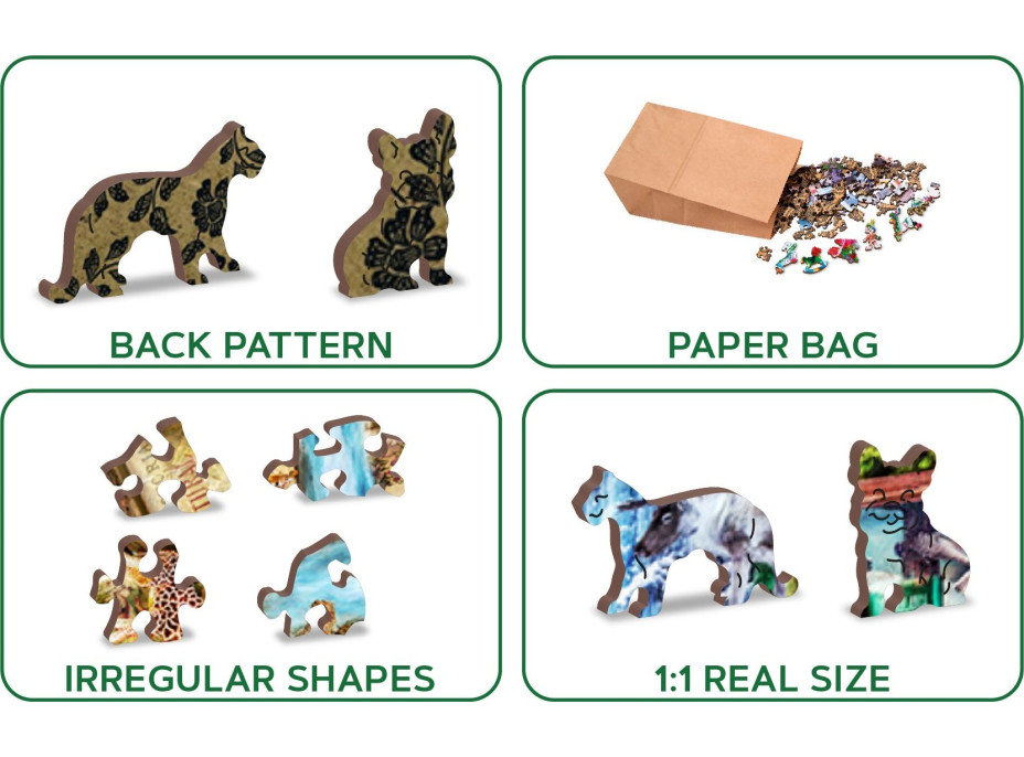 WOODEN CITY Drevené puzzle Úžasné kráľovstvo zvierat 2v1, 1010 dielikov EKO