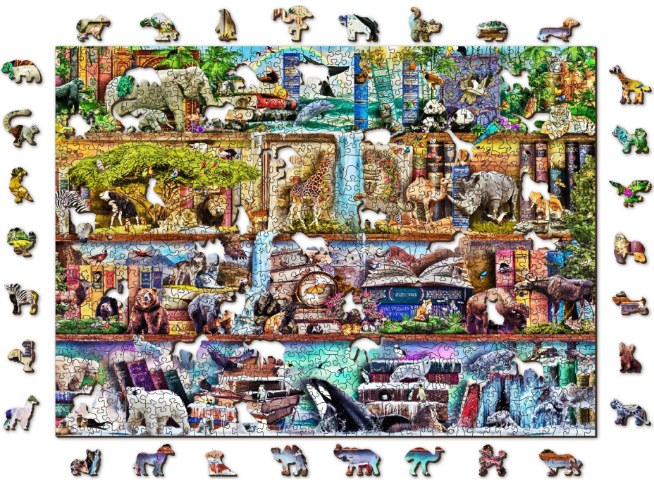 WOODEN CITY Drevené puzzle Úžasné kráľovstvo zvierat 2v1, 1010 dielikov EKO