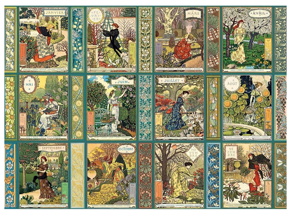 COBBLE HILL Puzzle Jardiniere: Záhradnícky kalendár 1000 dielikov