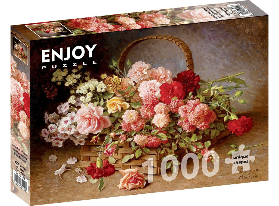 ENJOY Puzzle Košík ruží a karafiátov 1000 dielikov