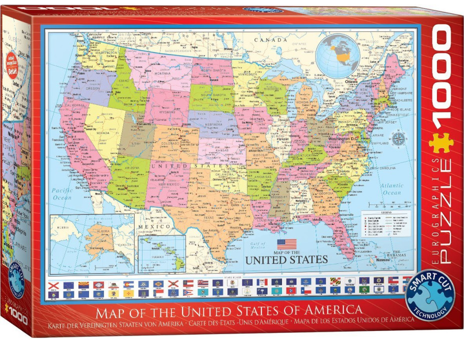 EUROGRAPHICS Puzzle Politická mapa USA 1000 dielikov