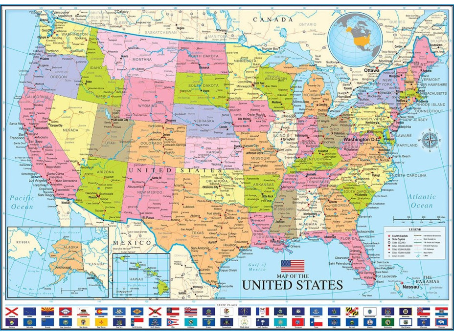 EUROGRAPHICS Puzzle Politická mapa USA 1000 dielikov