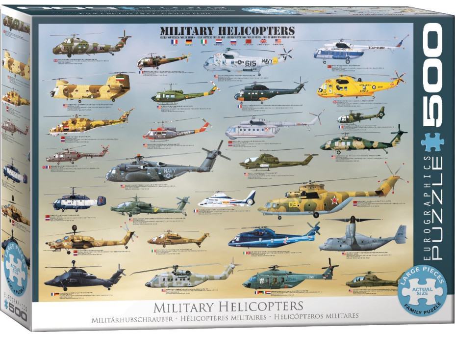 EUROGRAPHICS Puzzle Vojenské helikoptéry XL 500 dielikov