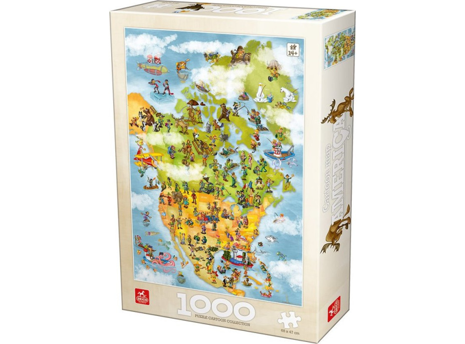 DEICO Puzzle Kreslená mapa Ameriky 1000 dielikov