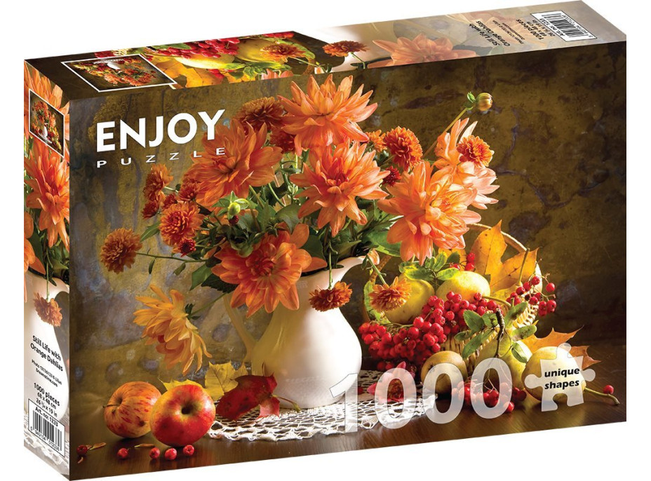 ENJOY Puzzle Zátišie s oranžovými georgínami 1000 dielikov